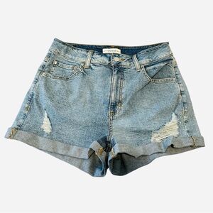 Guess Light Wash Distressed Cuffed Denim Shorts Size 29
